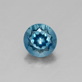 Topacio azul natural de 1,06 ct, corte redondo, VVS