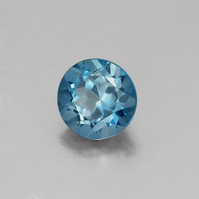 Topacio azul natural de 1,06 ct, corte redondo, VVS