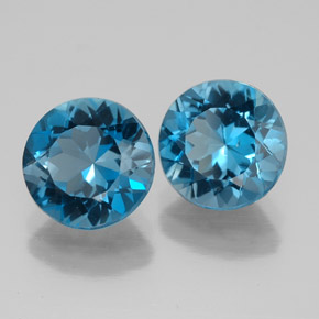 Gemas de topacio azul natural de  ct, corte redondo, VVS-VS