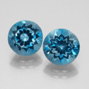 Gemas de topacio azul natural de  ct, corte redondo, VVS