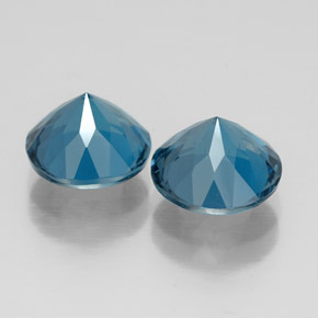 Gemas de topacio azul natural de  ct, corte redondo, VVS
