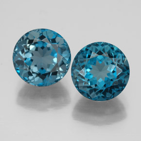 Gemas de topacio azul natural de  ct, corte redondo, VVS