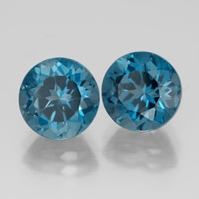 Gemas de topacio azul natural de  ct, corte redondo, VVS