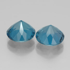 Gemas de topacio azul natural de  ct, corte redondo, VVS