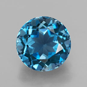 Topacio azul natural de 2,86 ct, corte redondo, VVS