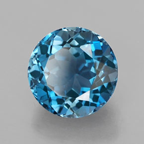 Topacio azul natural de 2,86 ct, corte redondo, VVS