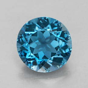 Topacio azul natural de 2,55 ct, corte redondo, VVS-VS