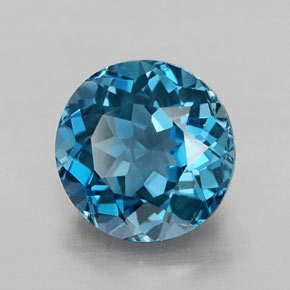 Topacio azul natural de 2,55 ct, corte redondo, VVS-VS