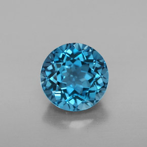 Topacio azul natural de 2,60 ct, corte redondo, VVS