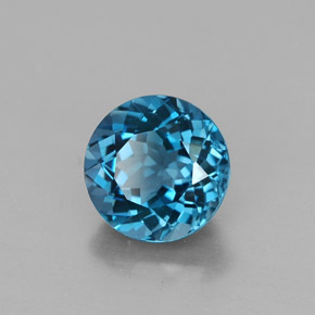 Topacio azul natural de 2,60 ct, corte redondo, VVS
