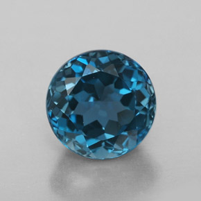 Topacio azul natural de 2,75 ct, corte redondo, VVS-VS