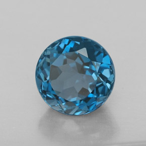 Topacio azul natural de 2,75 ct, corte redondo, VVS-VS