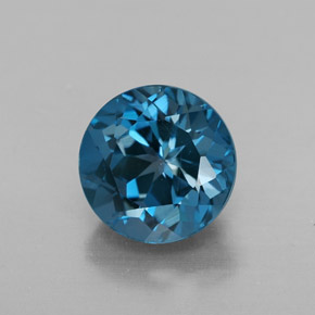 Topacio azul natural de 2,89 ct, corte redondo, VVS-VS