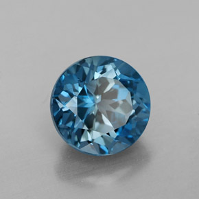 Topacio azul natural de 2,89 ct, corte redondo, VVS-VS