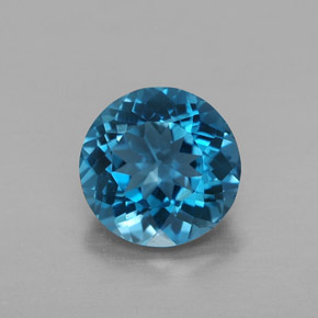 Topacio azul natural de 2,38 ct, corte redondo, VVS-VS