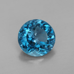 Topacio azul natural de 2,38 ct, corte redondo, VVS-VS