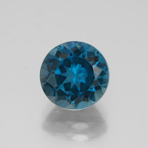 Topacio azul natural de 2,72 ct, corte redondo, VVS