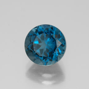 Topacio azul natural de 2,72 ct, corte redondo, VVS