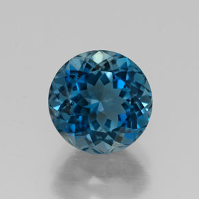 Topacio azul natural de 2,89 ct, corte redondo, VVS