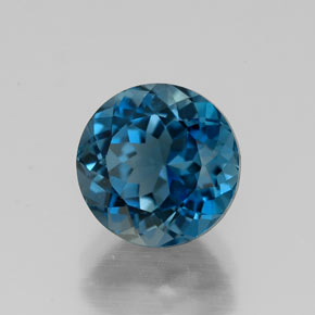 Topacio azul natural de 2,89 ct, corte redondo, VVS