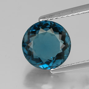 Topacio azul natural de 2,51 ct, corte redondo, VVS-VS
