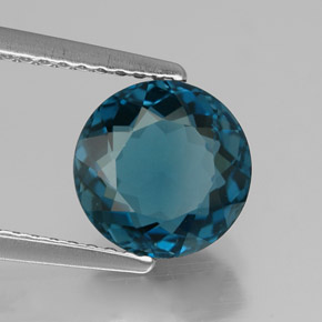 Topacio azul natural de 2,51 ct, corte redondo, VVS-VS