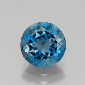 Topacio azul natural de 2,23 ct, corte redondo, VVS
