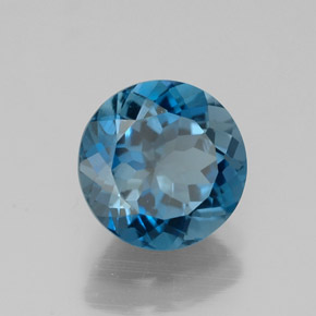 Topacio azul natural de 2,23 ct, corte redondo, VVS