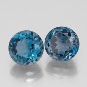 Gemas de topacio azul natural de  ct, corte redondo, VVS