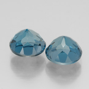 Gemas de topacio azul natural de  ct, corte redondo, VVS