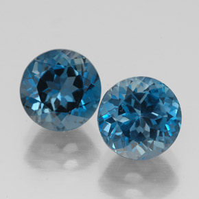 Gemas de topacio azul natural de  ct, corte redondo, VVS