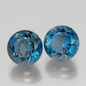 Gemas de topacio azul natural de  ct, corte redondo, VVS