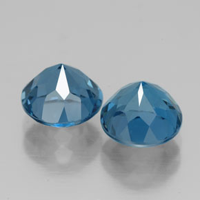 Gemas de topacio azul natural de  ct, corte redondo, VVS-VS