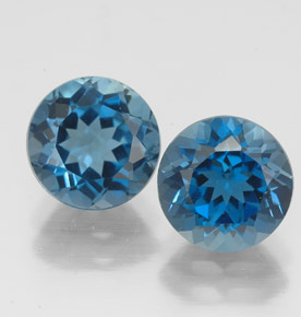 Gemas de topacio azul natural de  ct, corte redondo, VVS