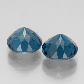 Gemas de topacio azul natural de  ct, corte redondo, VVS