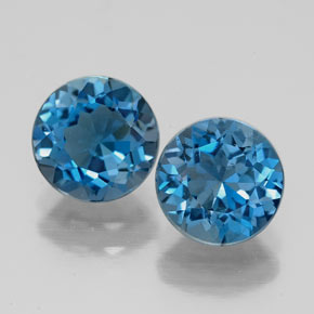 Gemas de topacio azul natural de  ct, corte redondo, VVS-VS