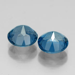 Gemas de topacio azul natural de  ct, corte redondo, VVS-VS