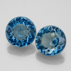 Gemas de topacio azul natural de  ct, corte redondo, VVS-VS