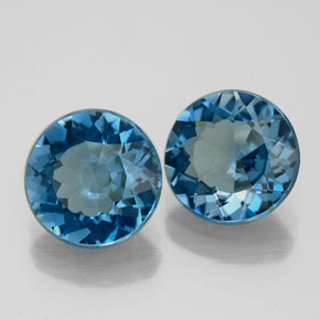 Gemas de topacio azul natural de  ct, corte redondo, VVS-VS