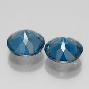 Gemas de topacio azul natural de  ct, corte redondo, VVS-VS