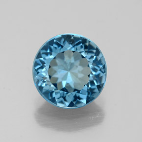Topacio azul natural de 2,00 ct, corte redondo, VVS-VS