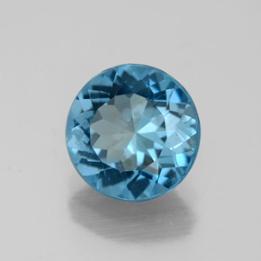 Topacio azul natural de 2,00 ct, corte redondo, VVS-VS