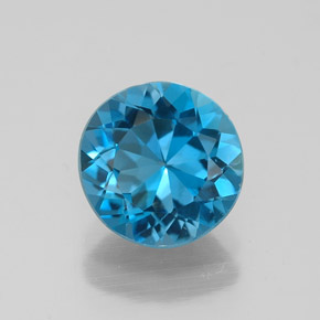 Topacio azul natural de 2,04 ct, corte redondo, VVS-VS