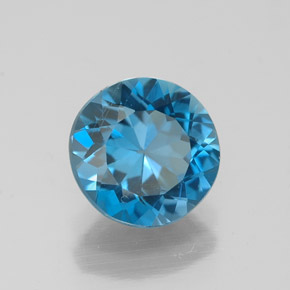 Topacio azul natural de 2,04 ct, corte redondo, VVS-VS