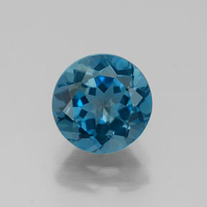 Topacio azul natural de 1,77 ct, corte redondo, VVS-VS