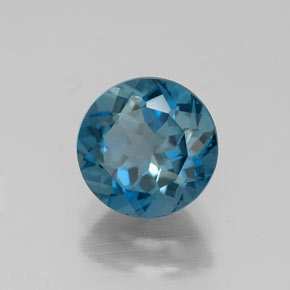 Topacio azul natural de 1,77 ct, corte redondo, VVS-VS