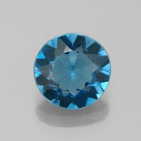 Topacio azul natural de 1,98 ct, corte redondo, VVS-VS