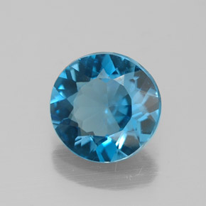 Topacio azul natural de 1,98 ct, corte redondo, VVS-VS