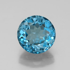 Topacio azul natural de 2,46 ct, corte redondo, VVS-VS