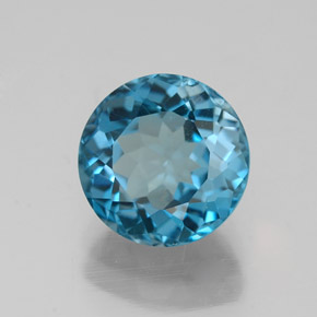 Topacio azul natural de 2,46 ct, corte redondo, VVS-VS
